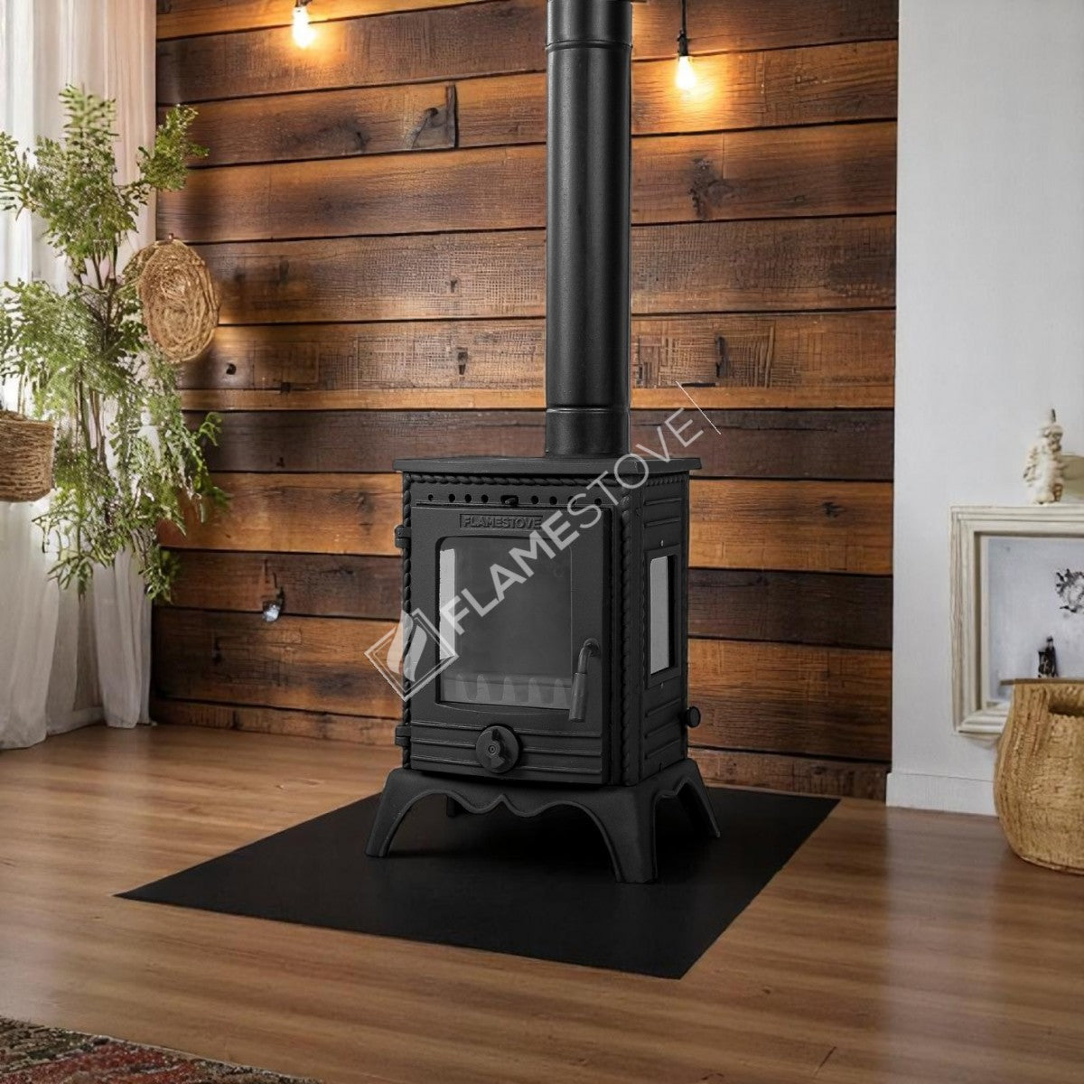 Minor Lux 3-Sided double glass-fired stove cast | high efficiency wood &amp; Coal Stove, Class A, Schott Robax Glass, 50 m2 Heating