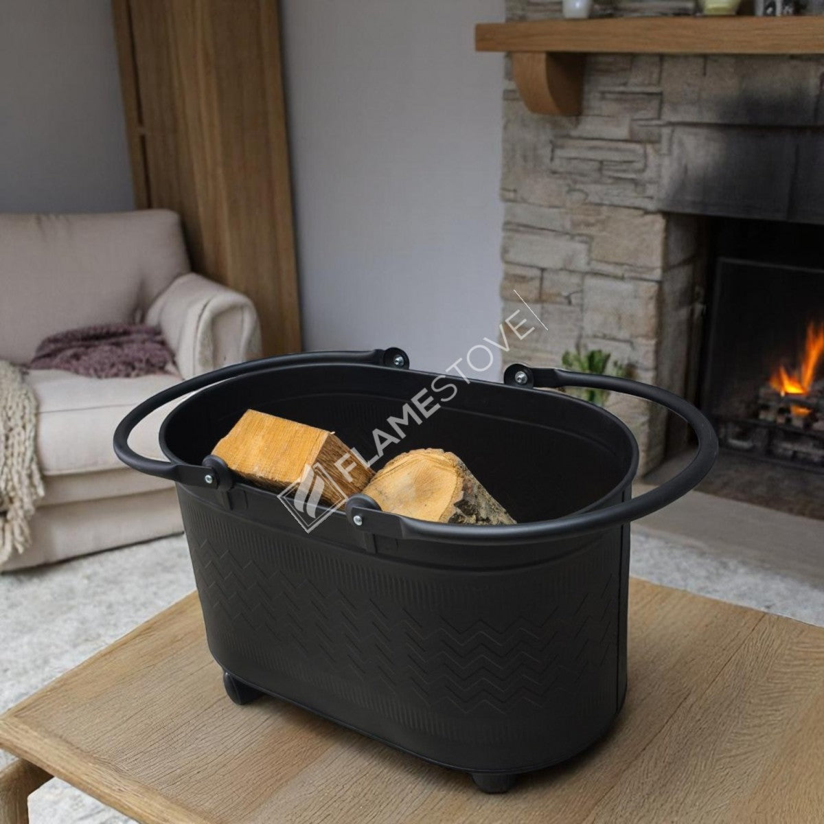 WOOD BUCKET ZIGZAG PRINTED FOOTED THE BALL - MAT