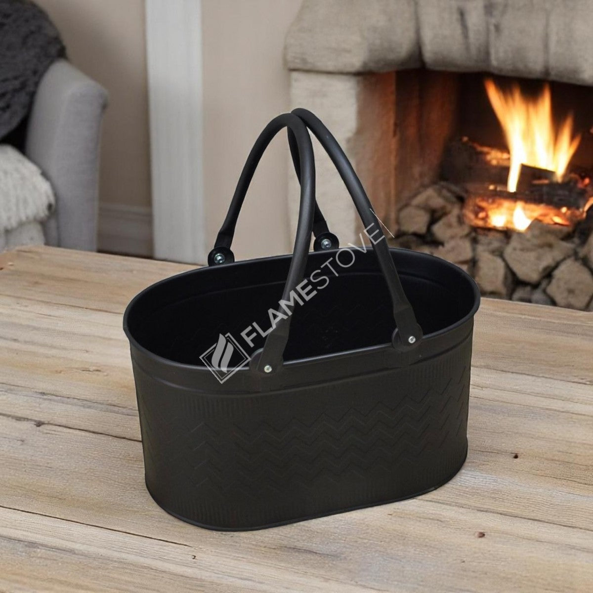 OVAL DOUBLE HANDLED BUCKET WOOD - MAT