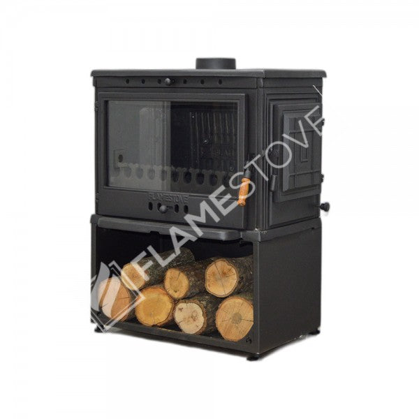 Retro style Stove Flame TBSP FS-10 kW high efficiency solid fuel stove cast 041YKST | Double clamshell design | German Schott glass robax