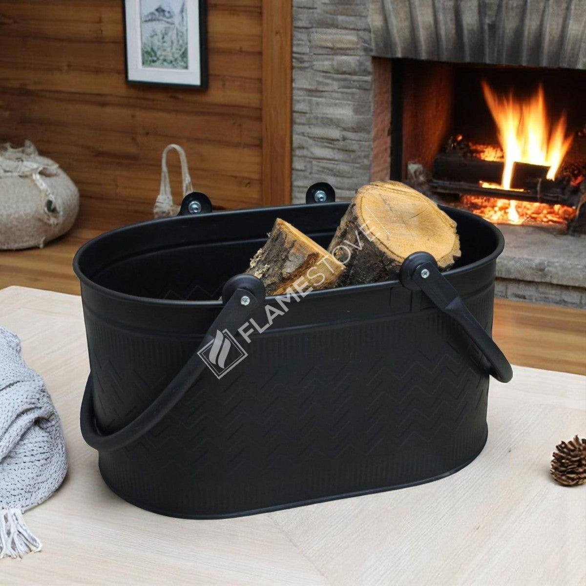 OVAL DOUBLE HANDLED BUCKET WOOD - MAT