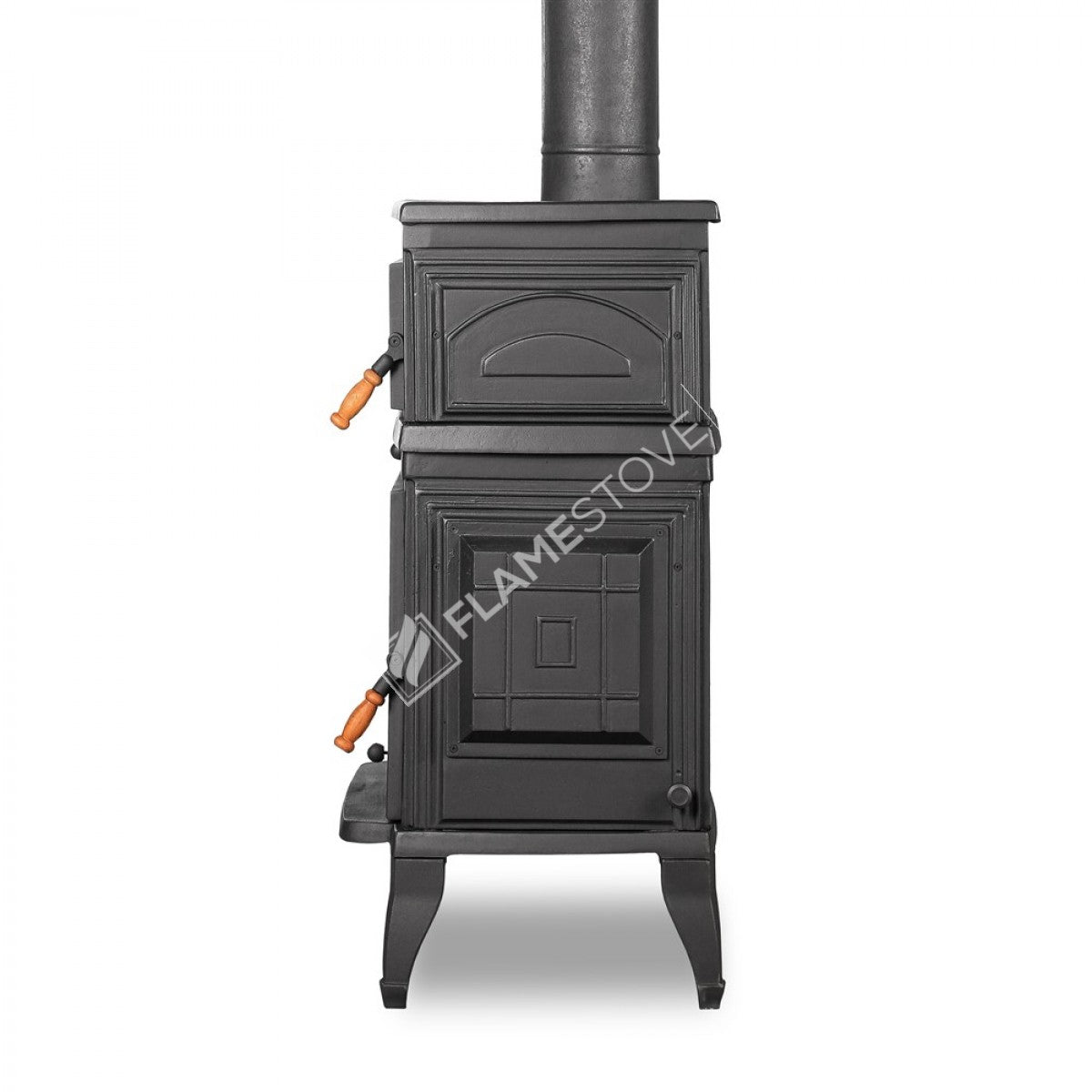 Retro Classic Upright Stove With Stove Cast | High Efficiency Wood &amp; Coal Stove, Schott Robax Glass, Oven Thermostat,