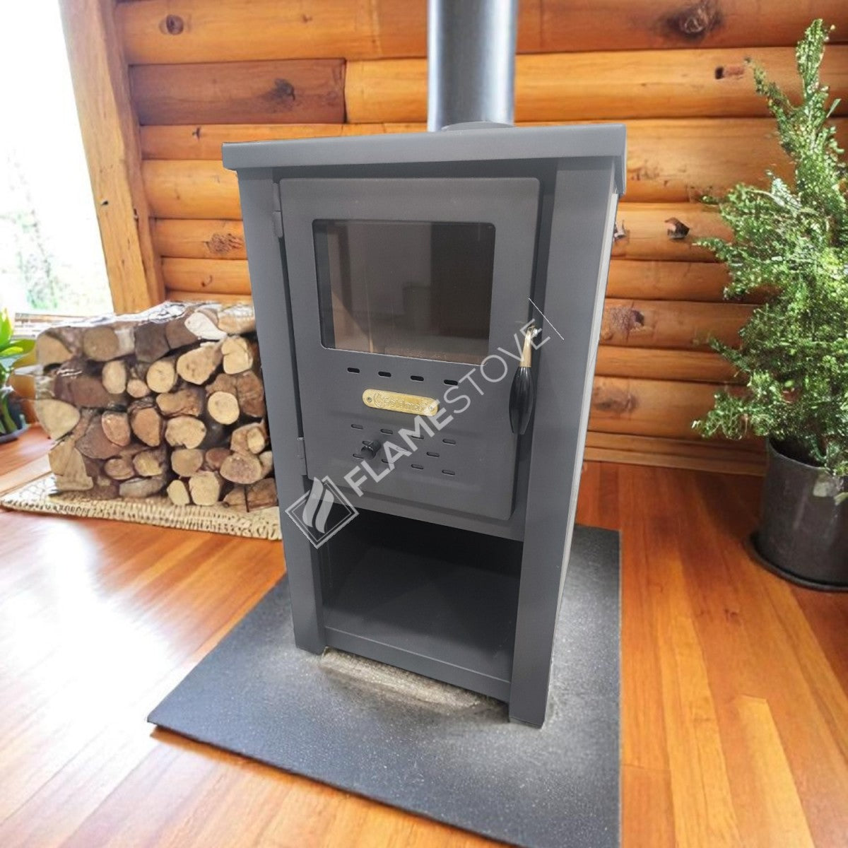 Odunluklu the outer surface of steel firebrick Stove | Schott Robax Glass, high efficiency solid fuel Stove, 6 kW