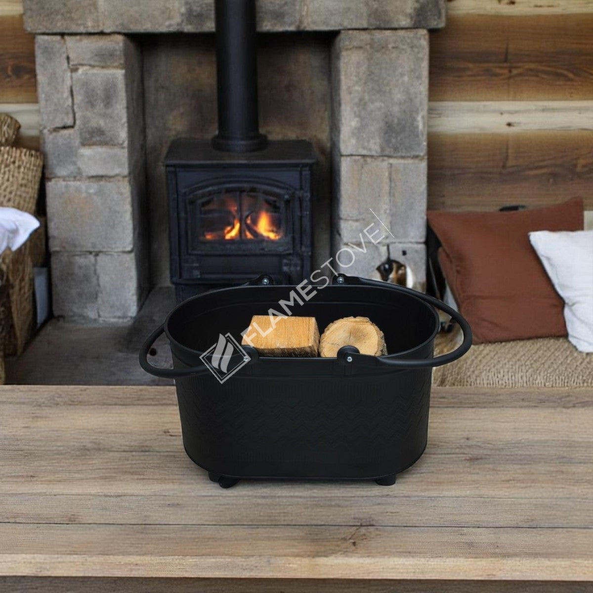 WOOD BUCKET ZIGZAG PRINTED FOOTED THE BALL - MAT