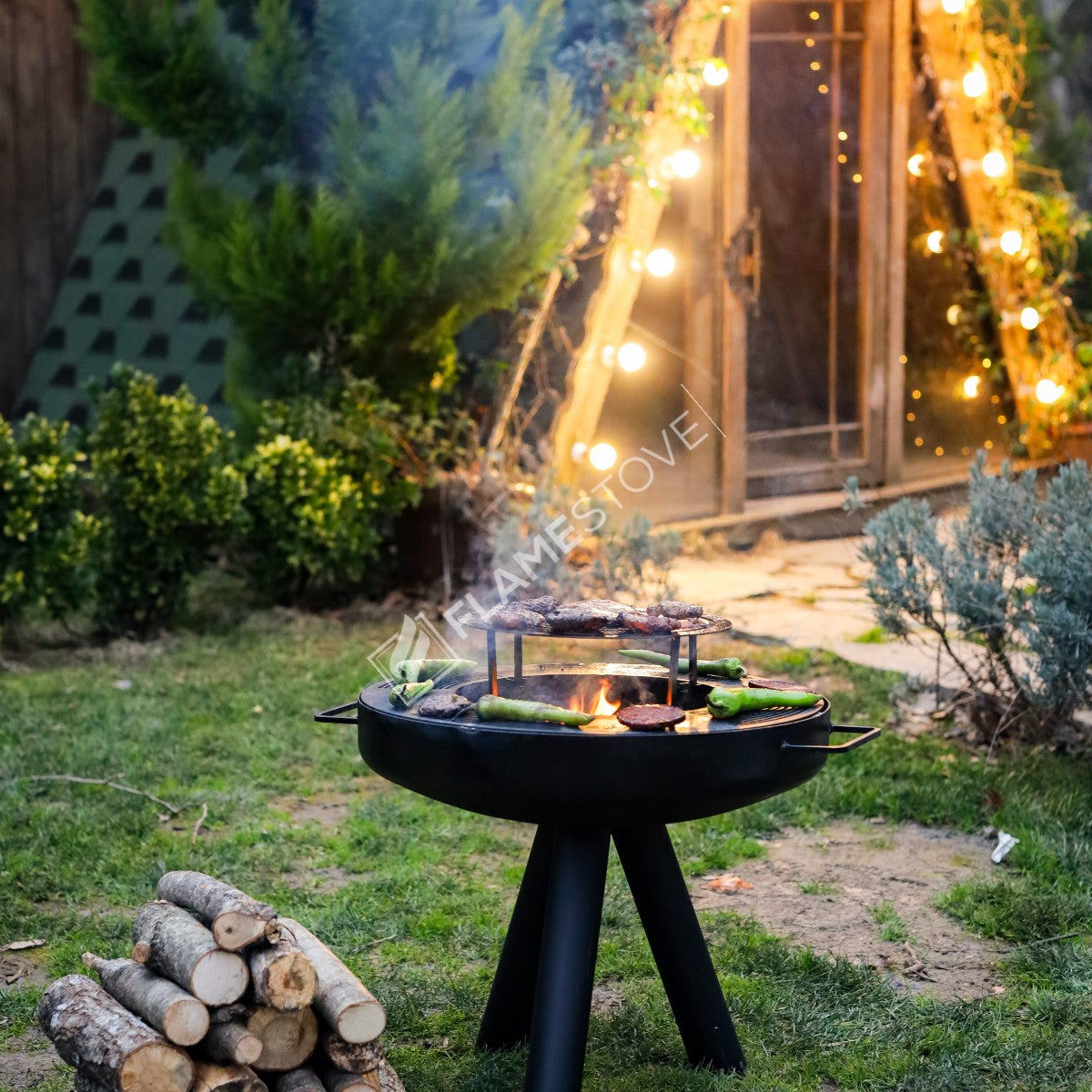 Feast Flame and fire pit | 60 cm sub-grid | Grill Top 34 cm | 2.5 mm thick hair | Deep Reservoir