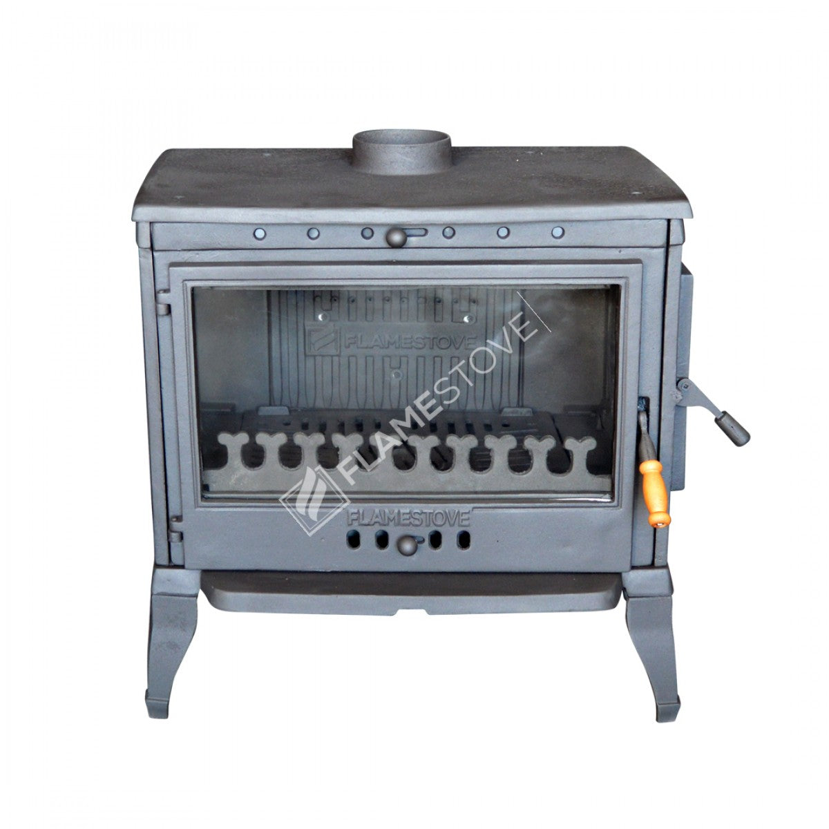Retro Stove with the lid Lux 3 side Glass Casting | high efficiency Wood & coal stove, Schott Robax Glass, rear air Balance System, 10 kW
