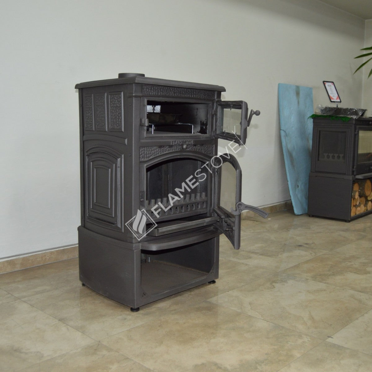 Sirius TBSP Mega Odunluklu Casting Furnaces Style Stove | high efficiency wood & Coal Stove, Schott Robax Glass, side cover 15 kW