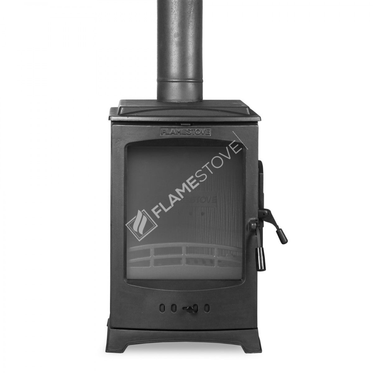 Side loading Lodi Flame Stove Fireplace, Stove | high efficiency wood & coal stove, double Combustion, Class A, Schott Robax Glass, 5 kW