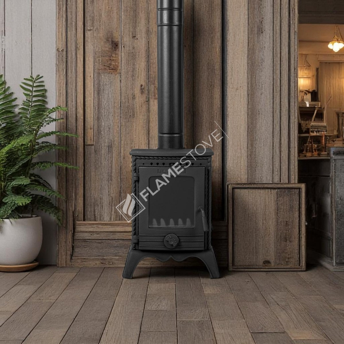 Minor high-strength cast iron stove | high efficiency Wood & coal stove, Schott Robax Glass, 50 m2 Heating