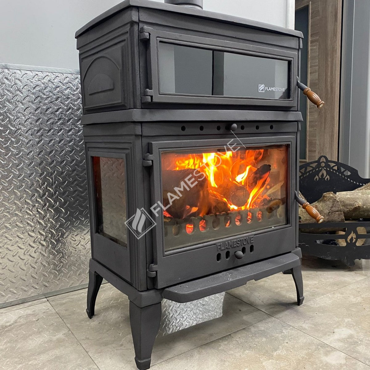 High Efficiency Wood & Coal Stove - Retro Lux Double-Fired Enamel Furnaces, Casting Body
