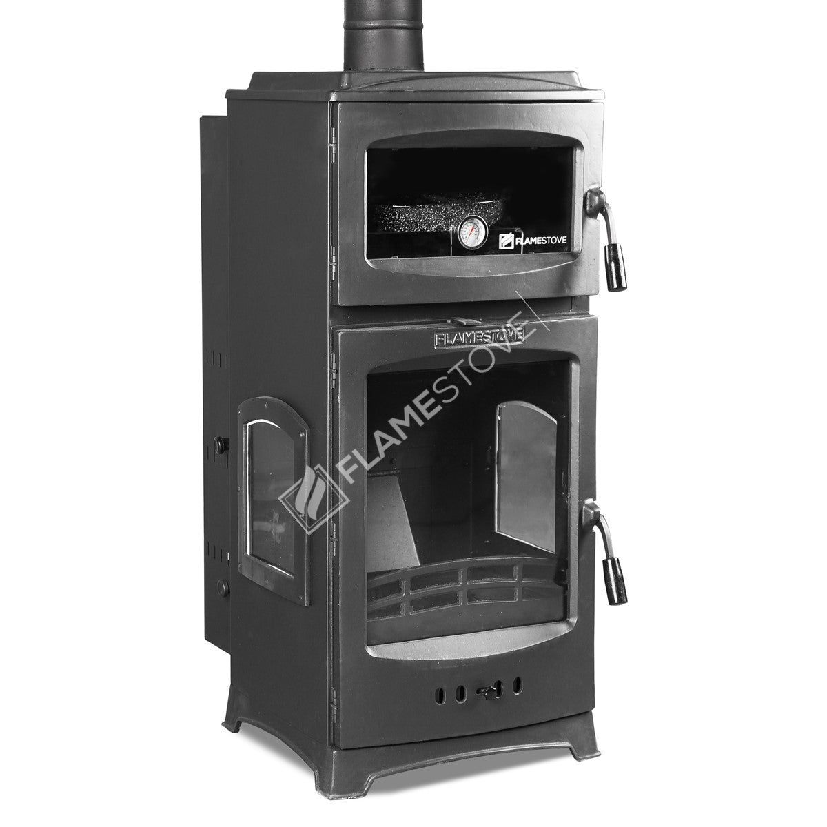 Lux Stove Pellet stove with 3 glass Lodi Gourmet | high efficiency Pellet Stove, Class A, Schott Robax glass, chrome, combustion chamber, 12 kW