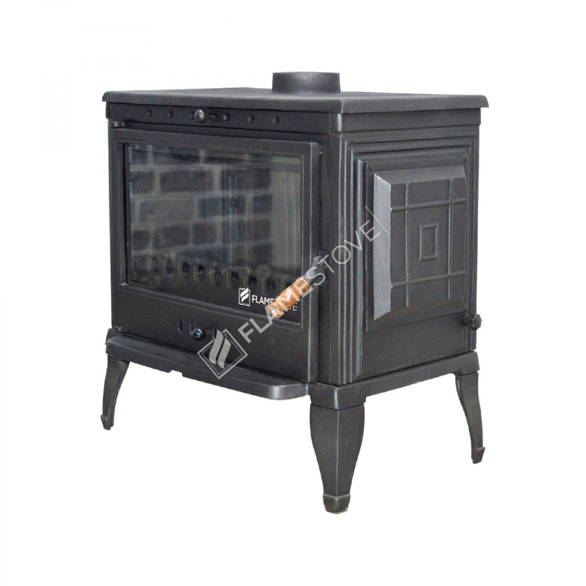 Retro, classic, all Cast Stove | high efficiency wood & Coal Stove, Schott Robax Glass, rear air Balance System, 10 kW