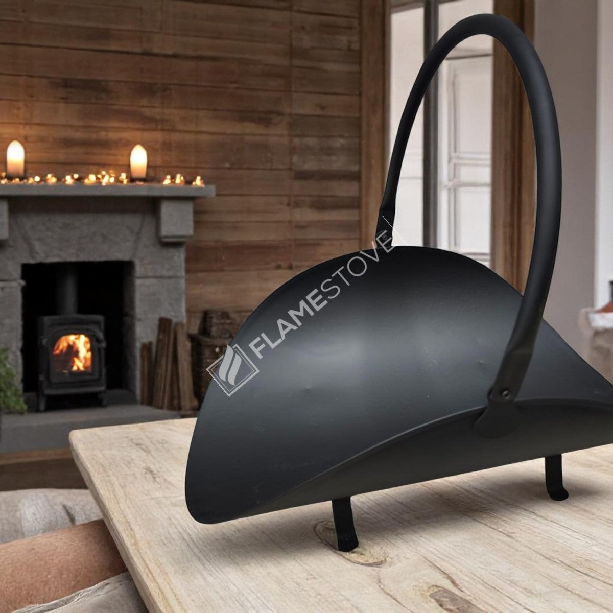 Wood bucket with handles Oval pipe | apartment fireplaces and Bucket | 59x40x20 cm | elegant and ergonomic