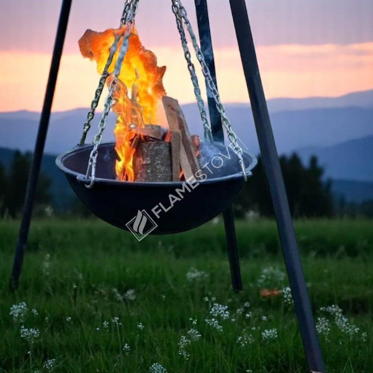 Ambient Flame ductile cast iron fire pit | 10 mm Thickness | diameter 65 cm | height 190 cm | outdoor applications for thermal and aesthetic