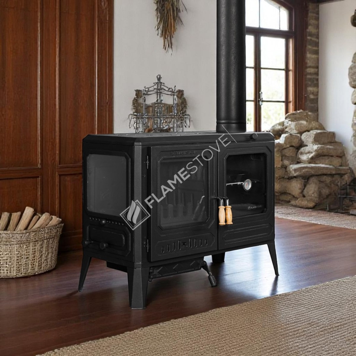 Troy Landscape Kuzineli Side Glass Stove Cast