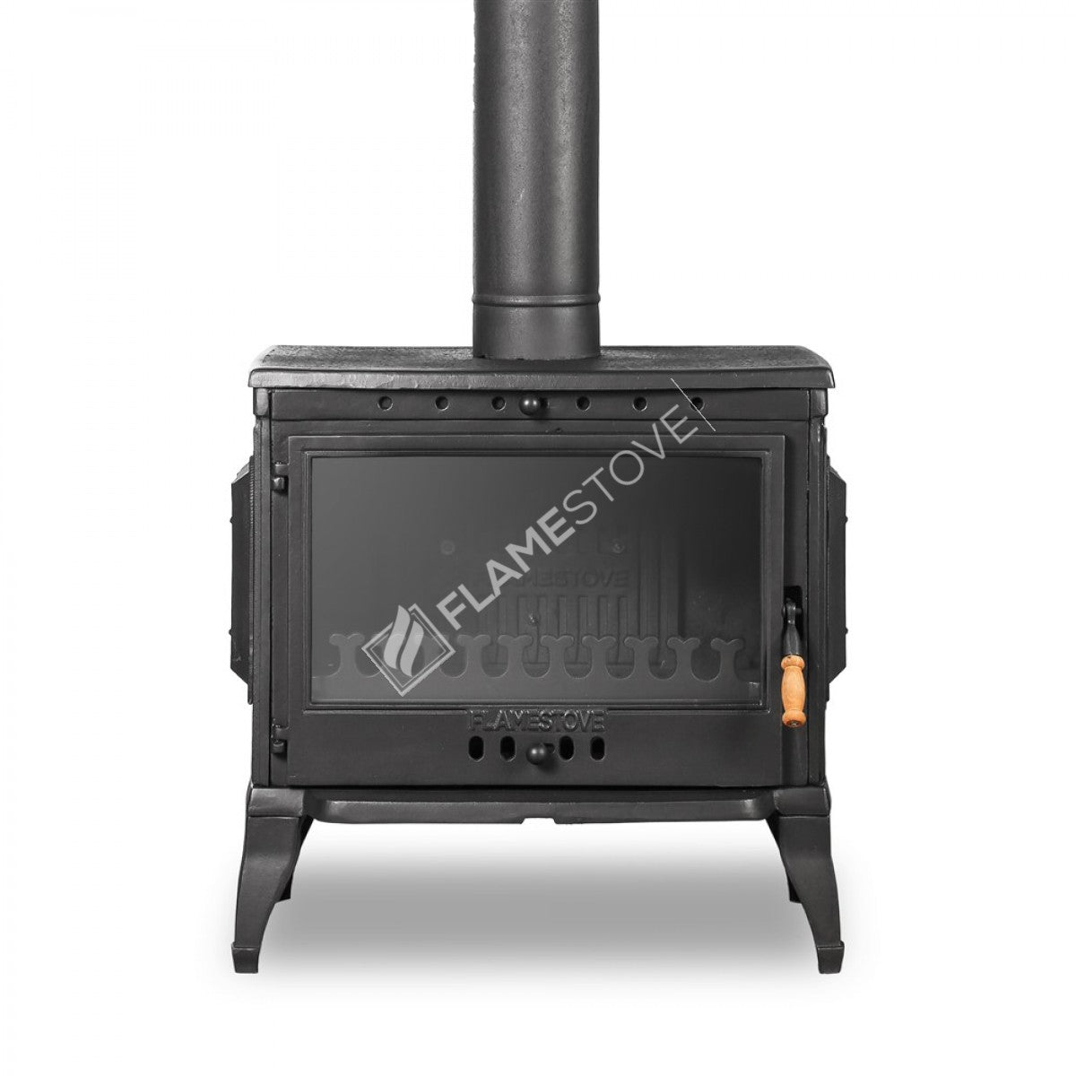 Retro, classic, all Cast Stove | high efficiency wood & Coal Stove, Schott Robax Glass, rear air Balance System, 10 kW