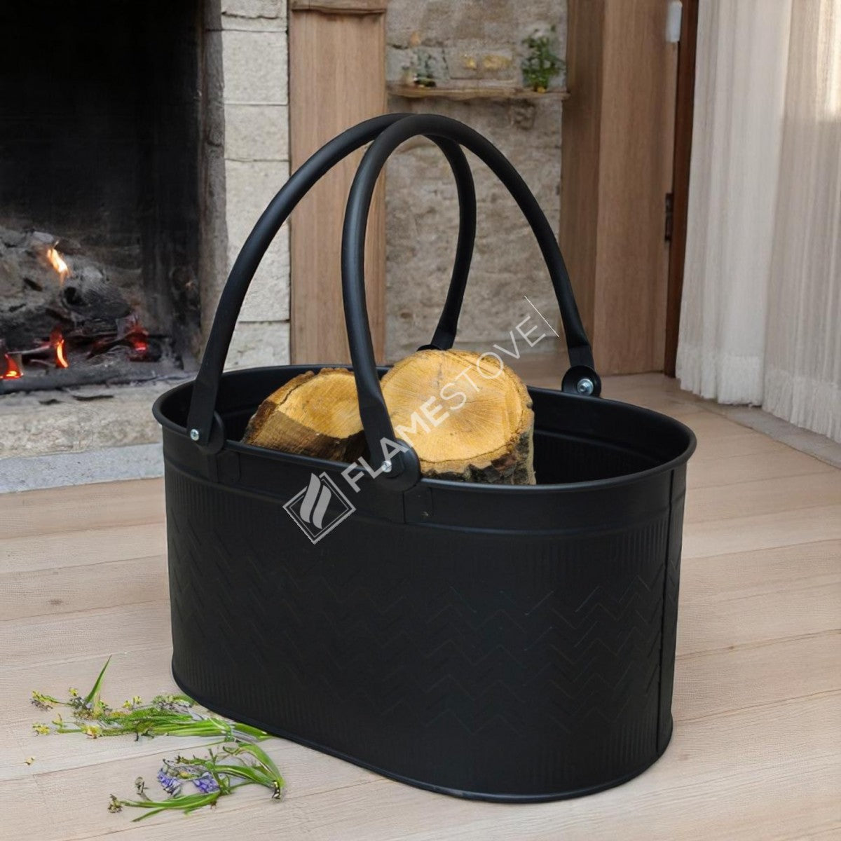 OVAL DOUBLE HANDLED BUCKET WOOD - MAT