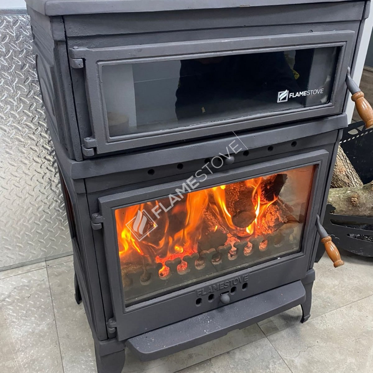 High Efficiency Wood & Coal Stove - Retro Lux Double-Fired Enamel Furnaces, Casting Body