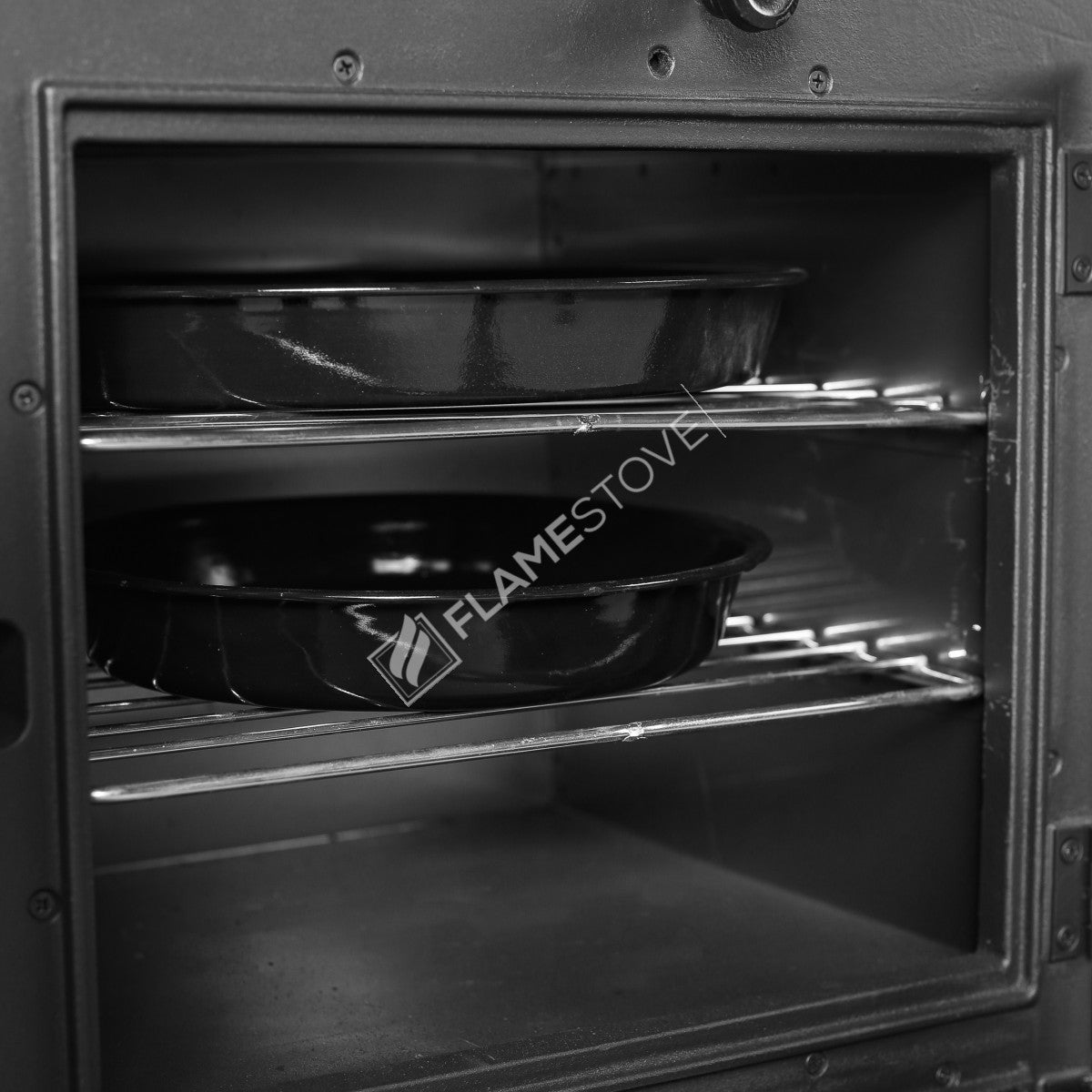 Palm Horizontal 3-Storey Kuzineli Casting Stove | High-Efficiency Dual-Combustion Wood & Coal Stove, Schott Robax Glass