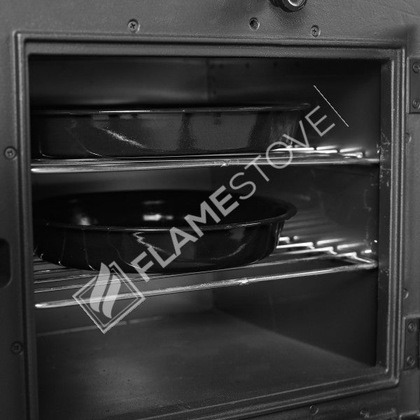 Palm Horizontal 3-Storey Kuzineli Casting Stove | High-Efficiency Dual-Combustion Wood & Coal Stove, Schott Robax Glass