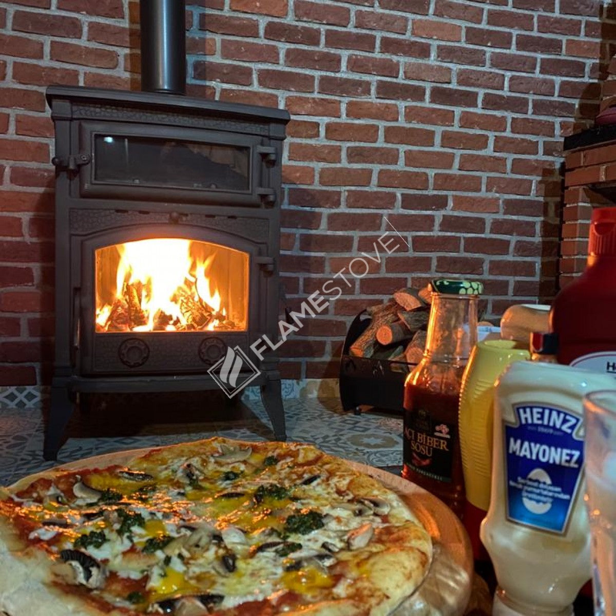 Stove glass stove with 3 Sirius maxi side with the lid casting | high efficiency Wood &amp; coal stove, Schott Robax glass, double-Fired, kW 18.21