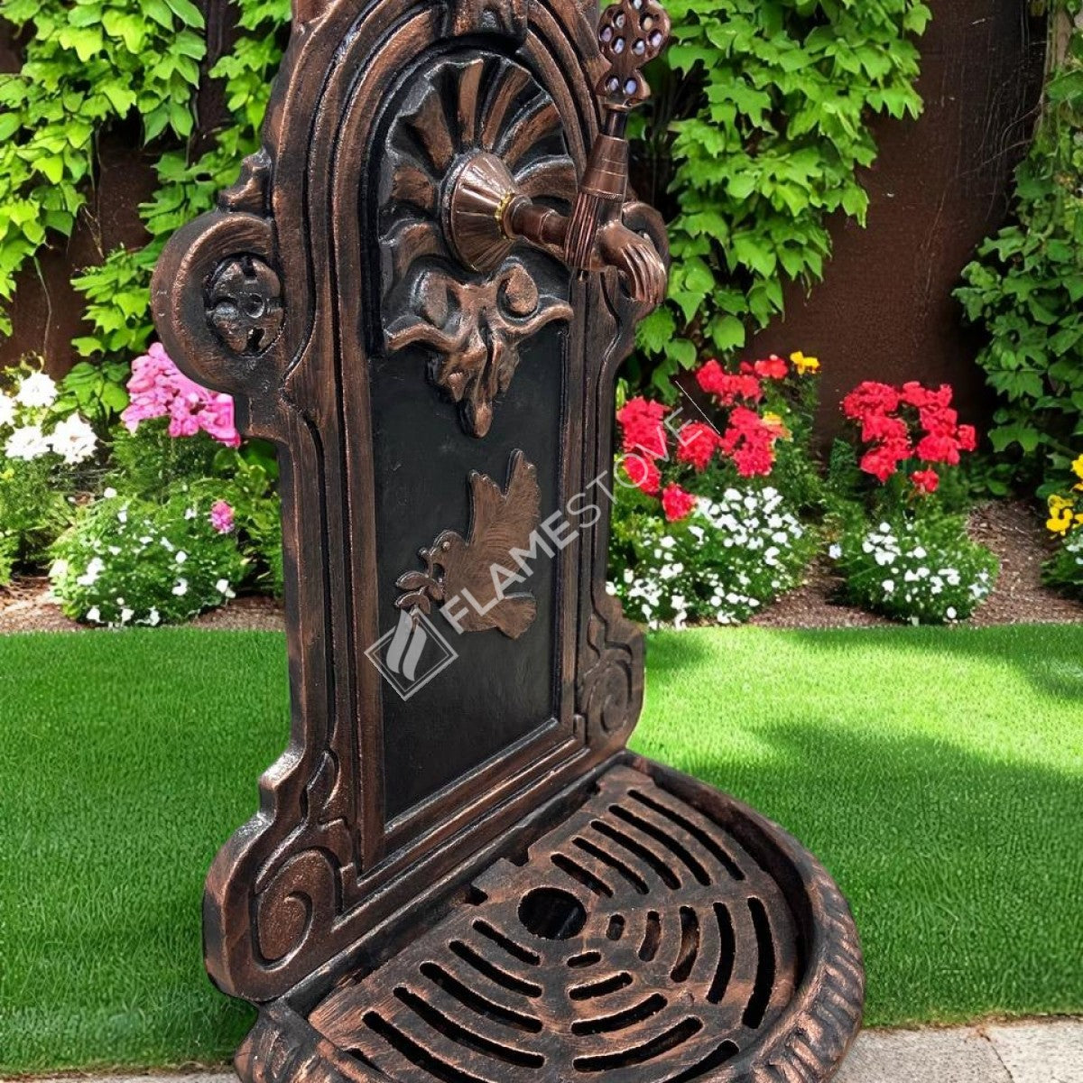 FlameStove FS-907 patterned aluminum Garden Fountain Bird