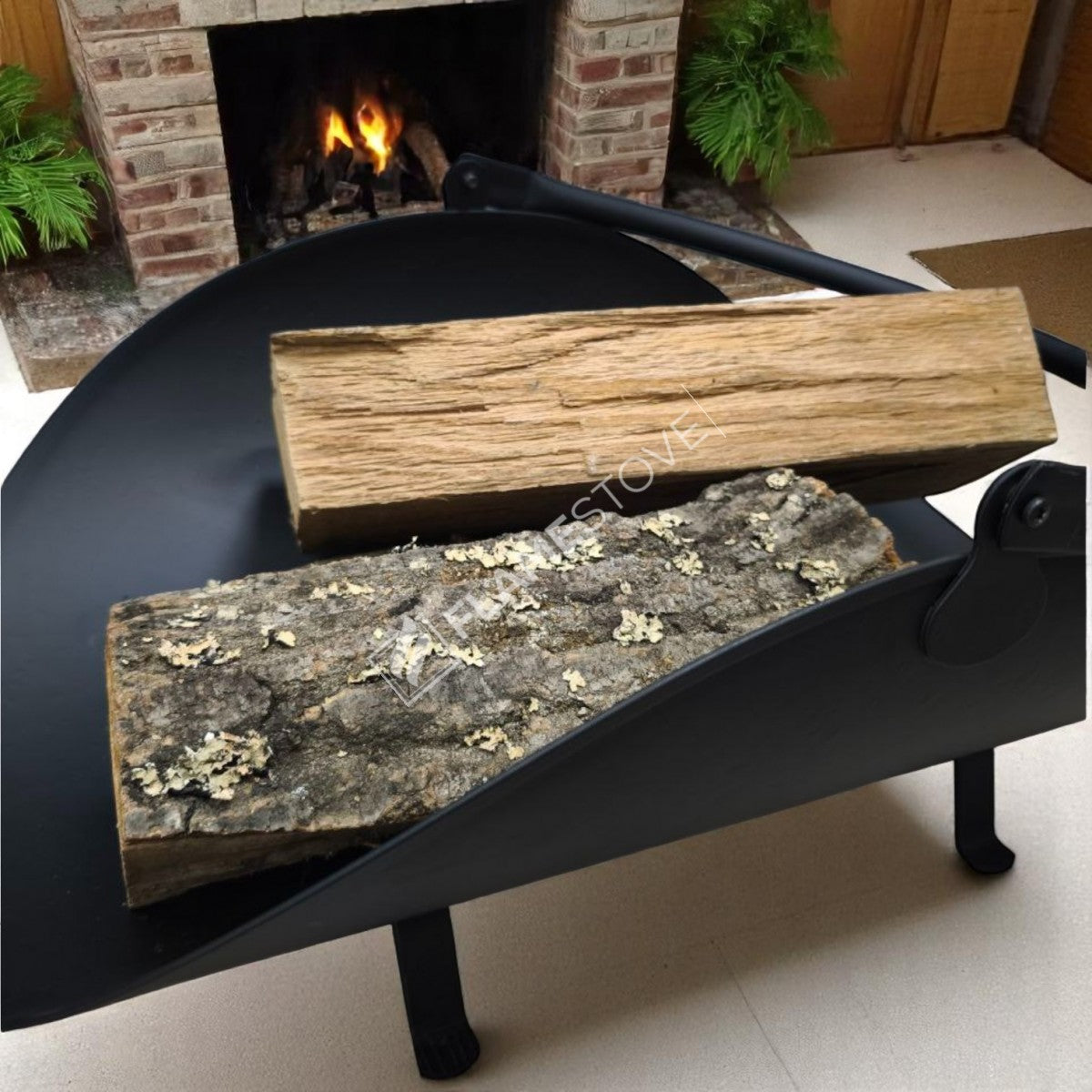 Wood bucket with handles Oval pipe | apartment fireplaces and Bucket | 59x40x20 cm | elegant and ergonomic