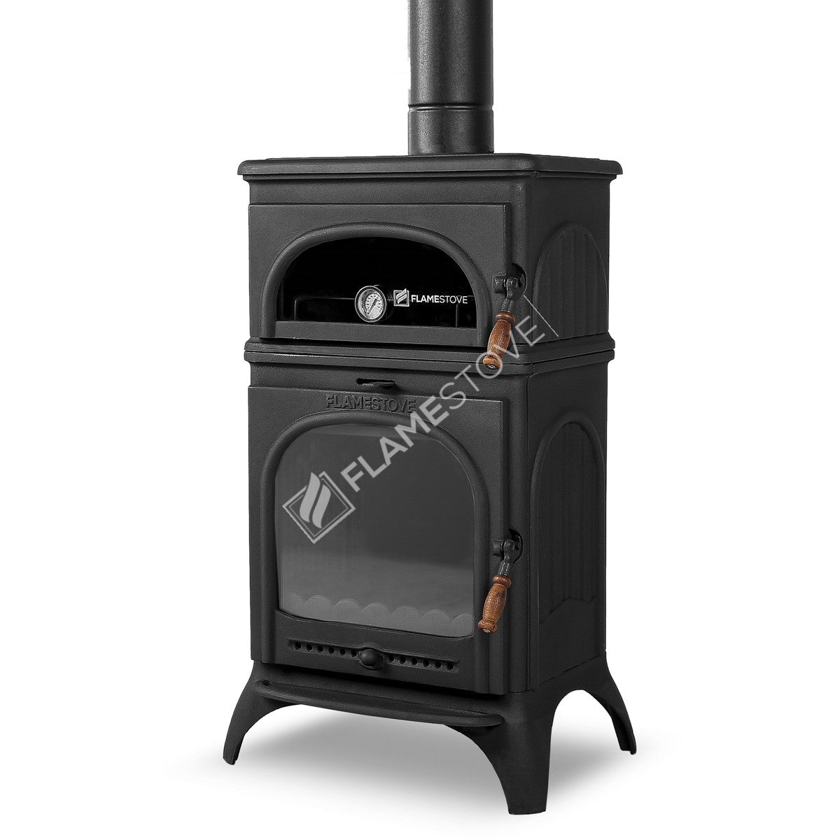 Praising Casting Furnaces Stove Modena High Strength | high efficiency Wood & coal stove, Schott Robax Glass, wooden handle, 10 kW