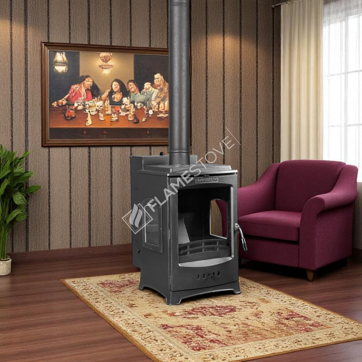 Lodi Lux Pellet Stove triple-glazed | pellet stove high efficiency, Class A, Schott Robax glass, chrome, combustion chamber, 7 kW