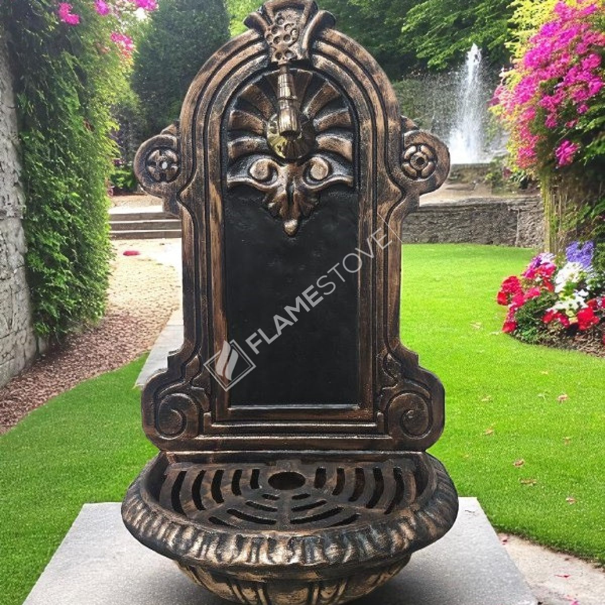 Flame Stove FS-901 copper-colored cast aluminium Garden Fountain - resistant exterior