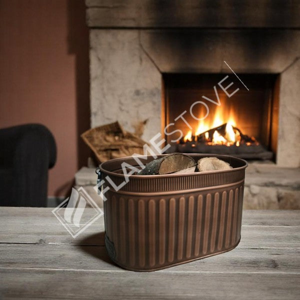 ROCKING WOOD BUCKET WITH HANDLE - COPPER