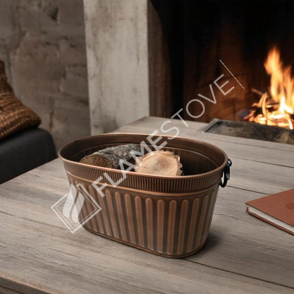ROCKING WOOD BUCKET WITH HANDLE - COPPER