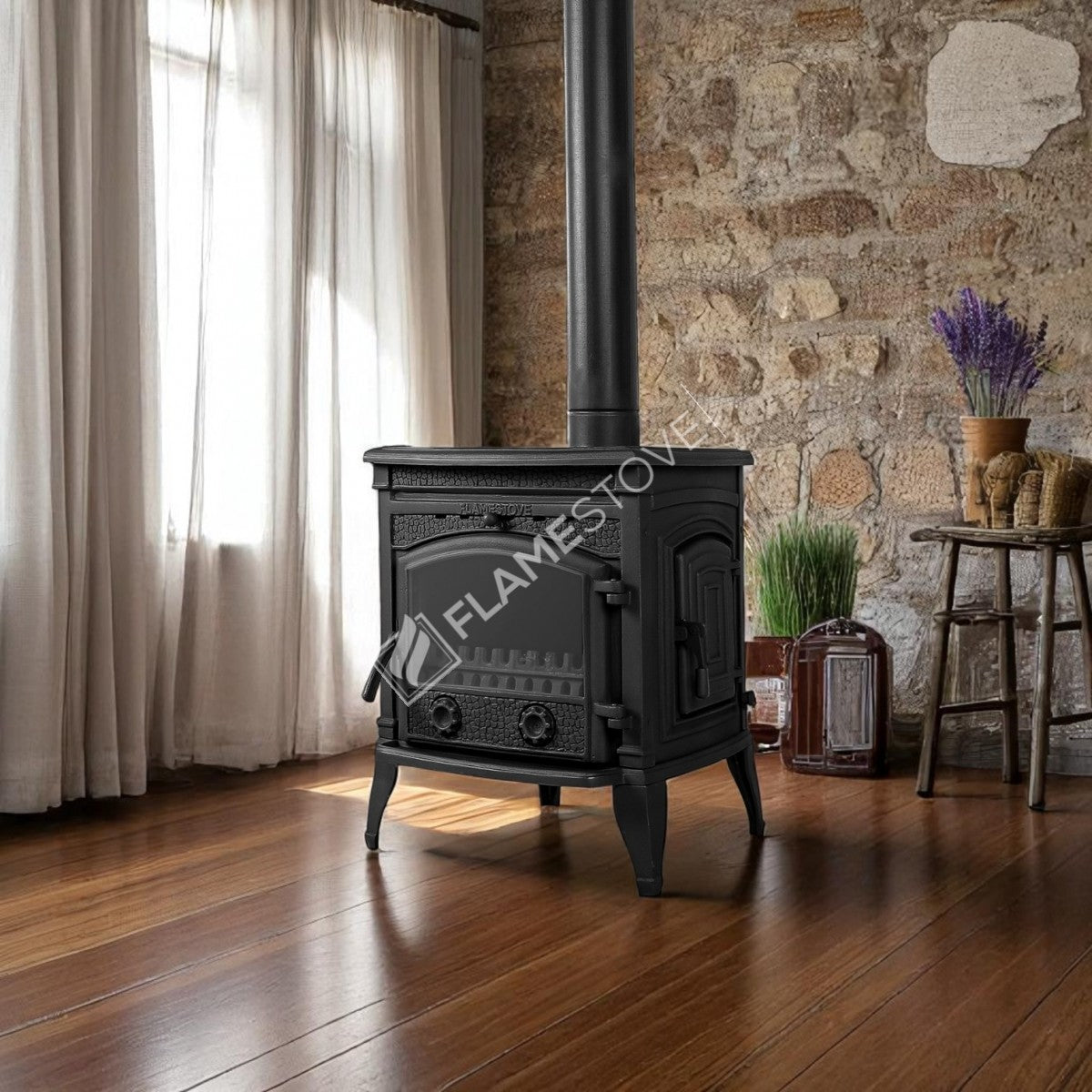 Side Of The Star Sirius Cast Iron Stove With A Lid