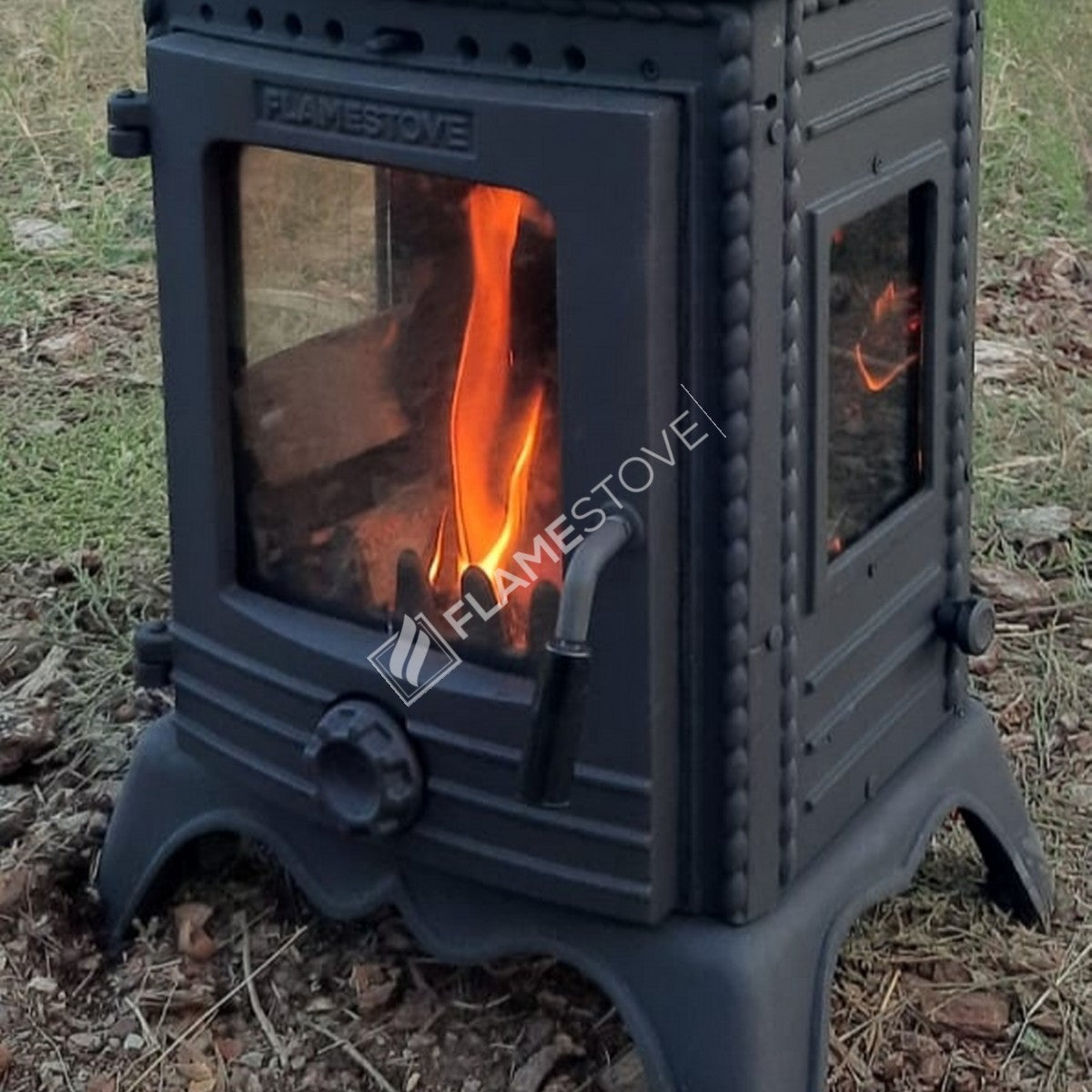 Minor Lux 3-Sided double glass-fired stove cast | high efficiency wood &amp; Coal Stove, Class A, Schott Robax Glass, 50 m2 Heating