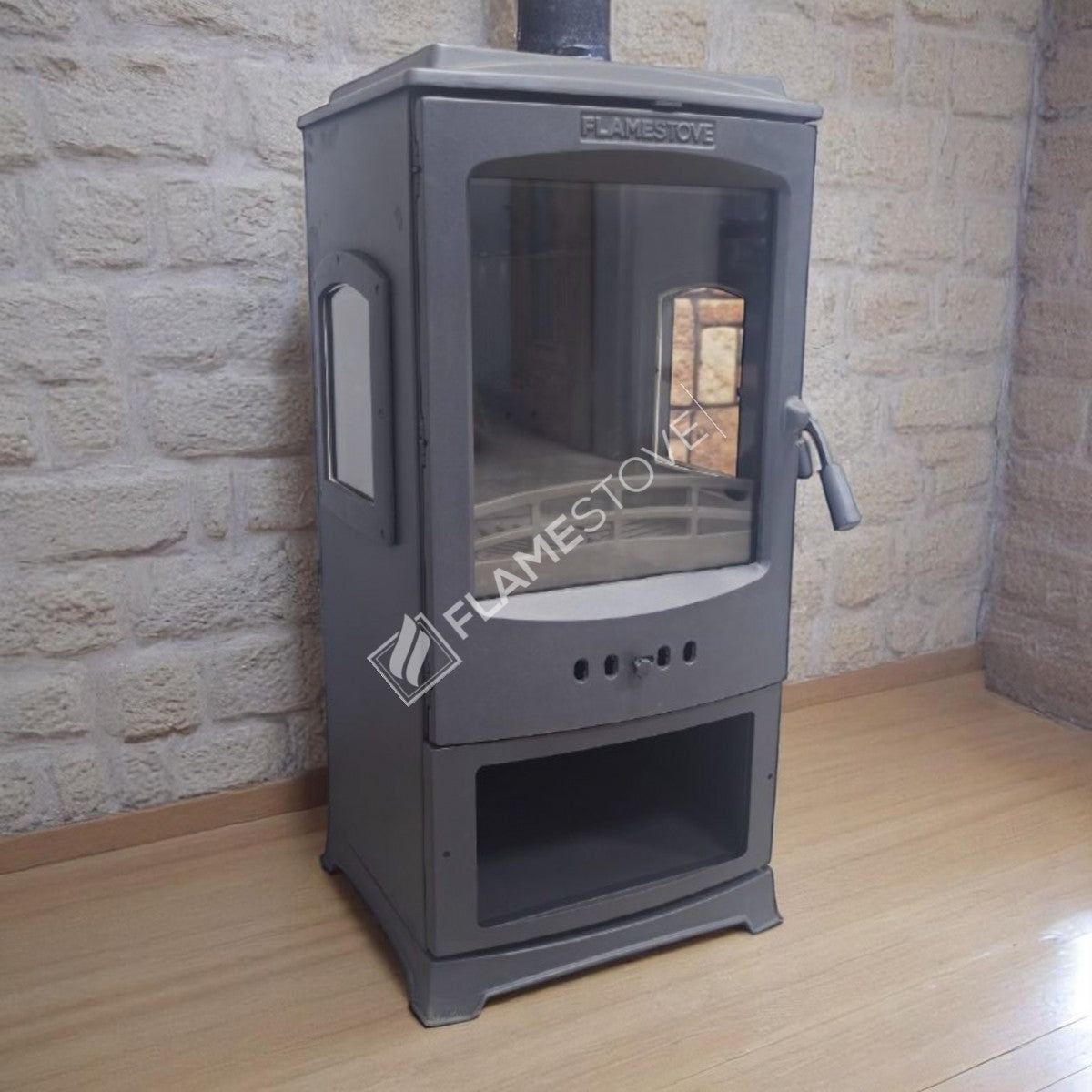 Lodi Stove Fireplace Stove Flame Odunluklu glazed side-to-side Loading | high efficiency Wood & coal stove, double Combustion, Class A, Schott Robax Glass, 5 kW
