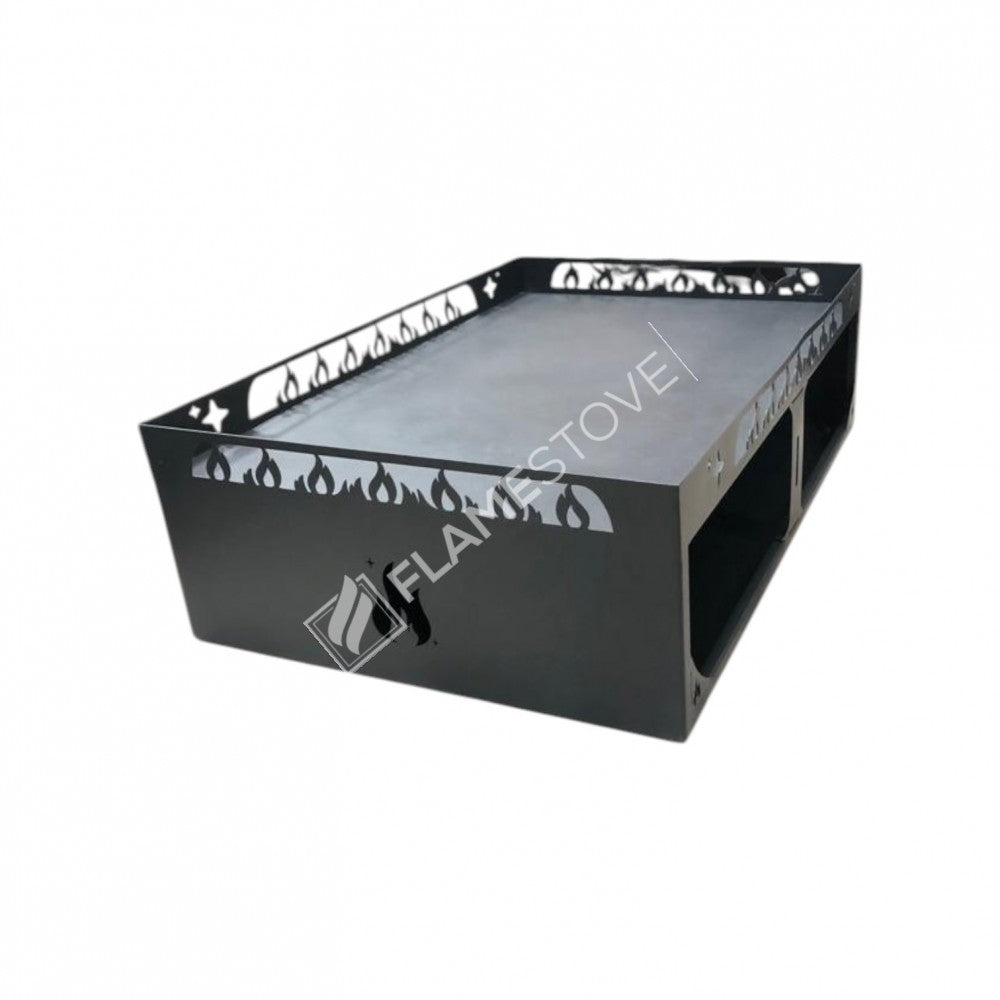 60cm x 90cm stove Flame Patterned wood base reservoir