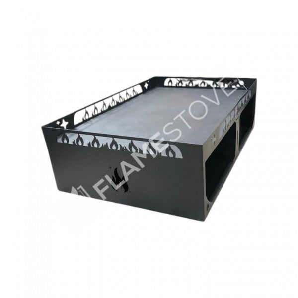 60cm x 90cm stove Flame Patterned wood base reservoir