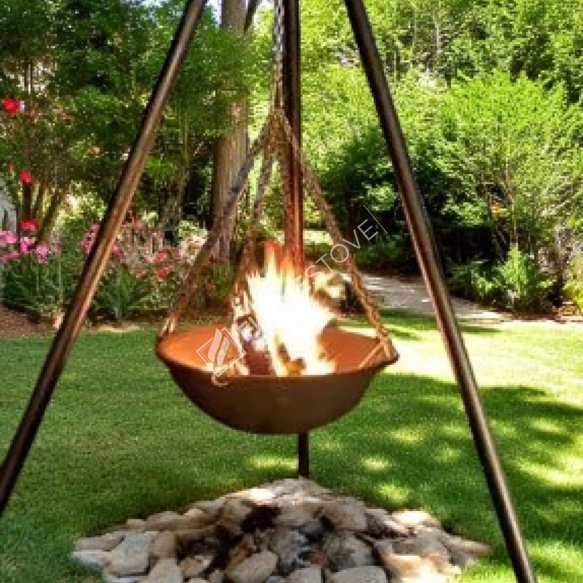 Ambient Flame ductile cast iron fire pit | 10 mm Thickness | diameter 65 cm | height 190 cm | outdoor applications for thermal and aesthetic