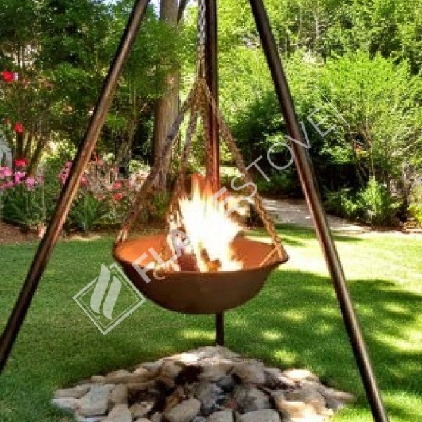 Ambient Flame ductile cast iron fire pit | 10 mm Thickness | diameter 65 cm | height 190 cm | outdoor applications for thermal and aesthetic
