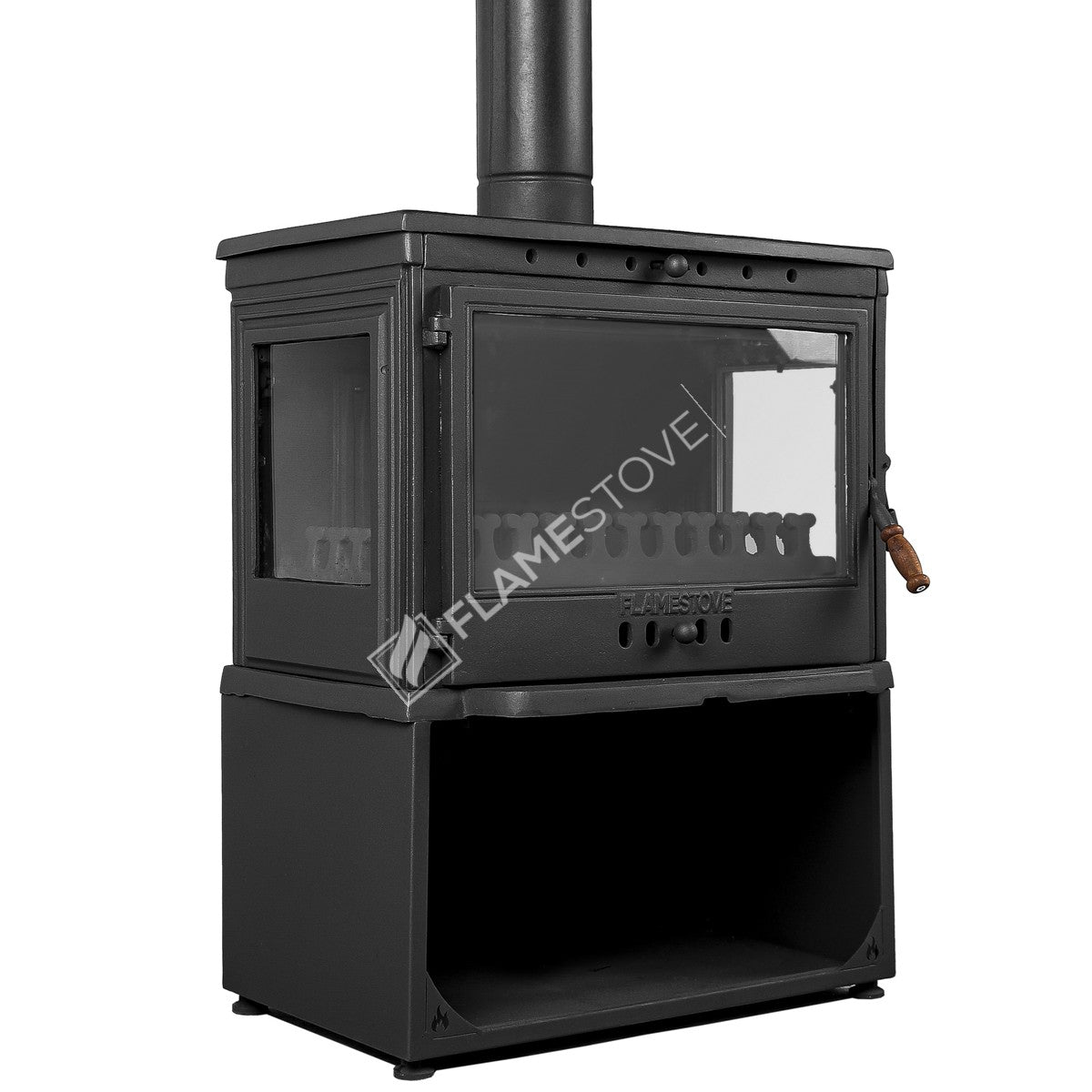 3 TBSP Lux casting glass Stove Retro style side Odunluklu Clamshell | high efficiency Wood &amp; coal stove, Schott Robax Glass, 10 kW
