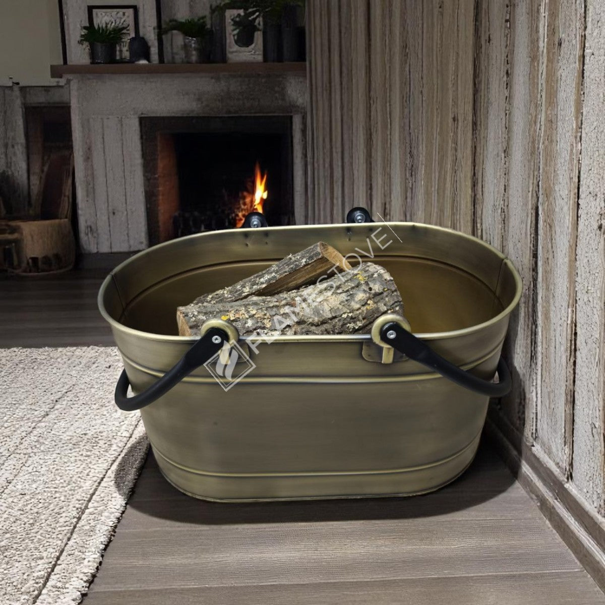 DOUBLE-HANDLE BUCKET OVAL GOLD WOOD - GOLD