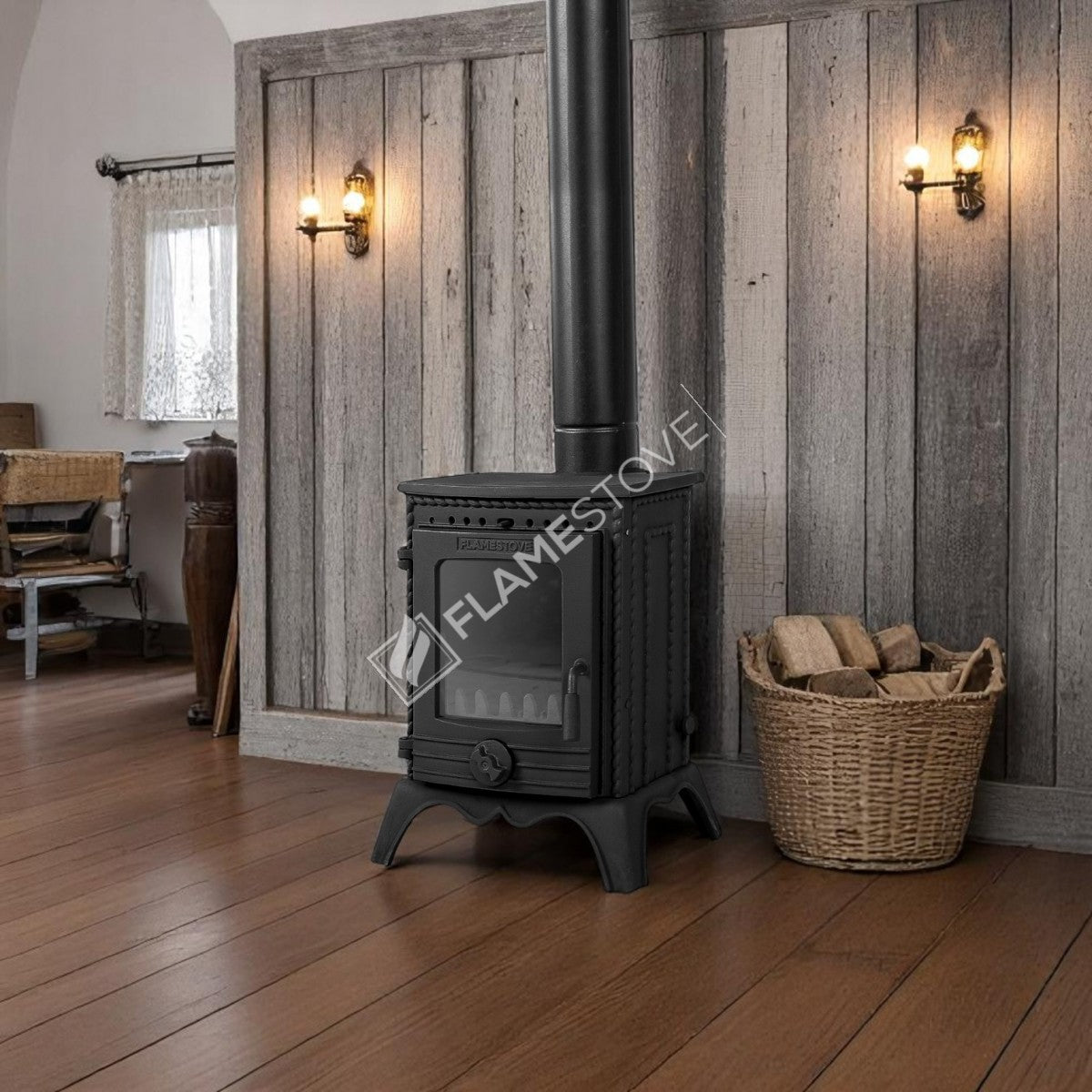 Minor high-strength cast iron stove | high efficiency Wood & coal stove, Schott Robax Glass, 50 m2 Heating