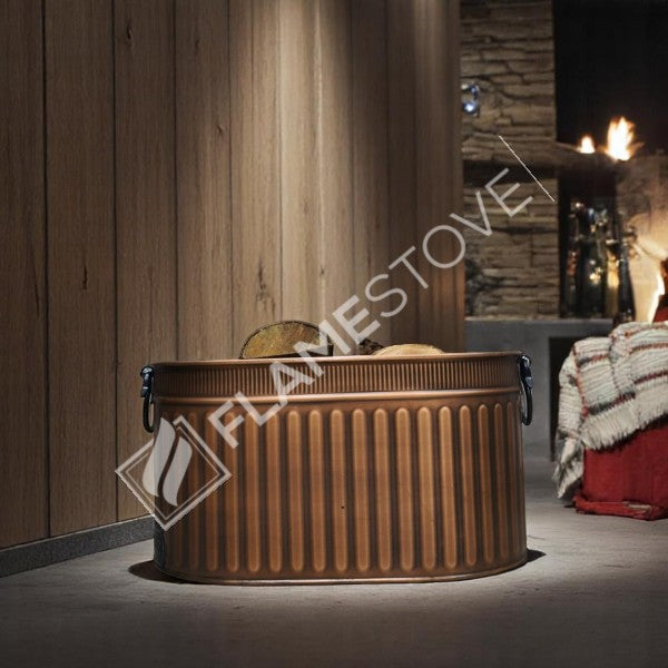 ROCKING WOOD BUCKET WITH HANDLE - COPPER