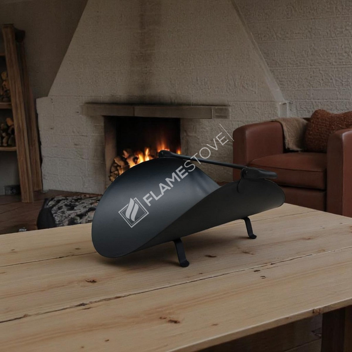 Wood bucket with handles Oval pipe | apartment fireplaces and Bucket | 59x40x20 cm | elegant and ergonomic