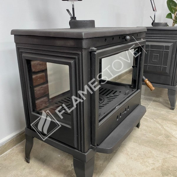 4 Retro triple-glazed Casting Then Stove | high efficiency wood & Coal Stove, Schott Robax Glass, rear air Balance System, 9 kW