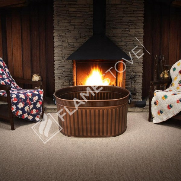 ROCKING WOOD BUCKET WITH HANDLE - COPPER