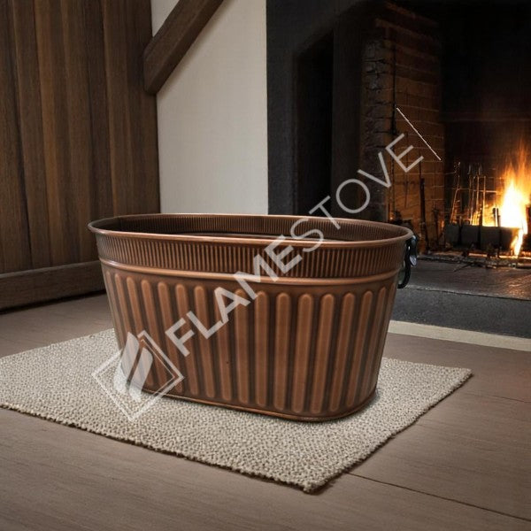 ROCKING WOOD BUCKET WITH HANDLE - COPPER