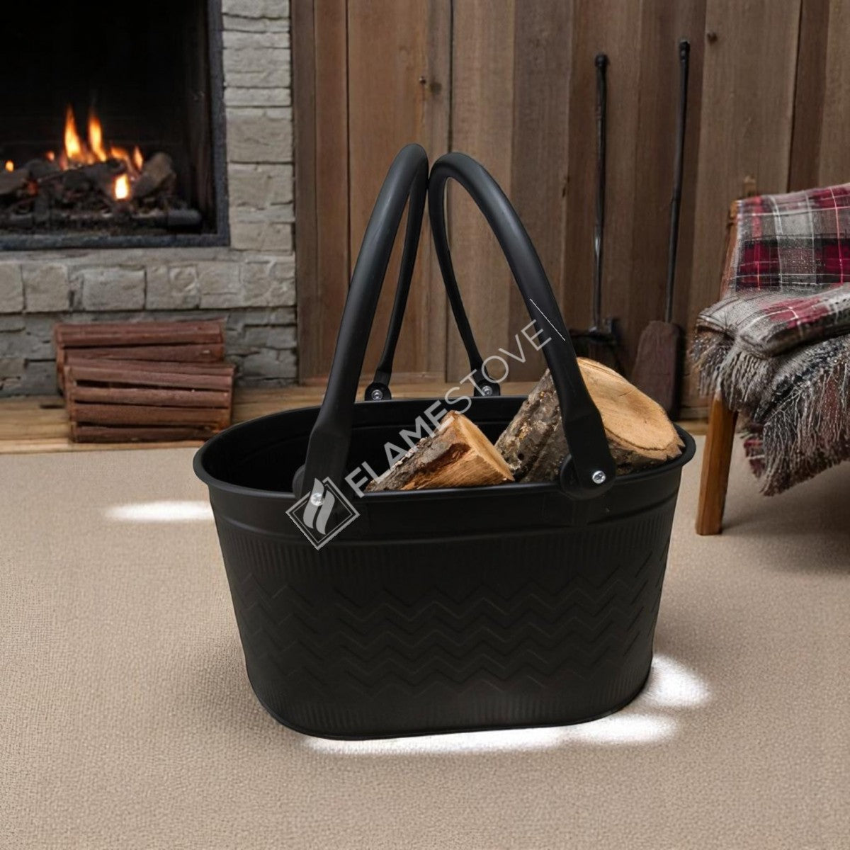 OVAL DOUBLE HANDLED BUCKET WOOD - MAT