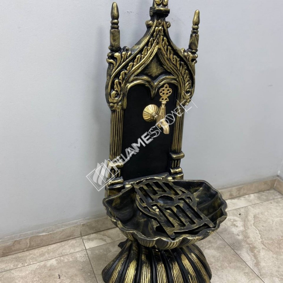 Flame Stove FS-905 Mussels Gold Aluminum Garden Fountain - Sparkly Aesthetics and elegant exterior!