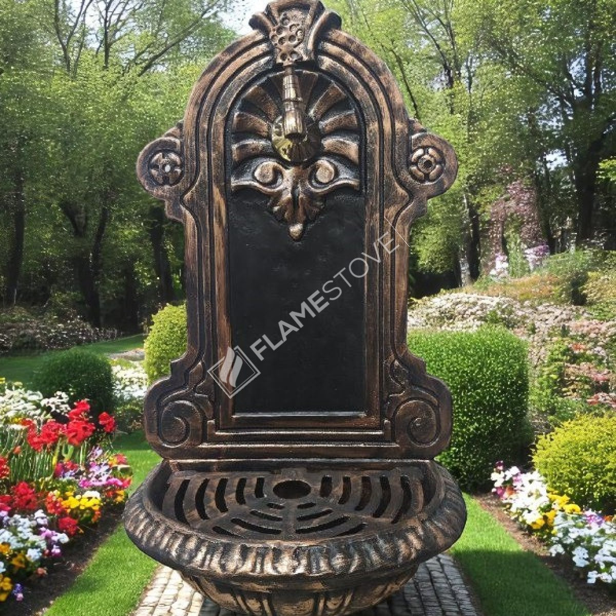 Flame Stove FS-901 copper-colored cast aluminium Garden Fountain - resistant exterior